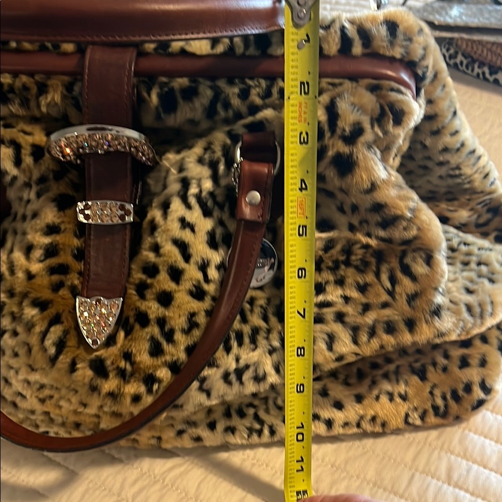 Raviani Brown Leopard Satchel with Gold Clasp - Picture 9 of 9